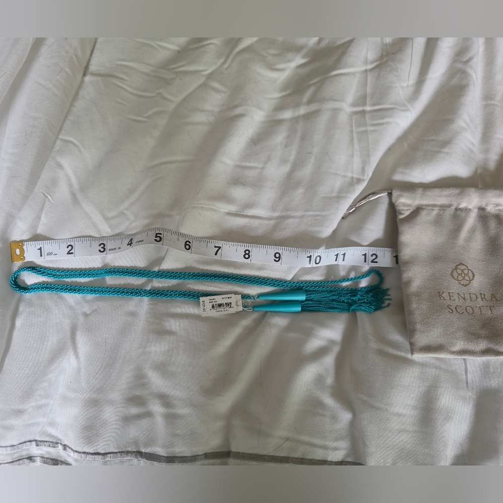 NWT Kendra Scott Phara Matte Aqua Necklace Tassel Lariat Chain Rare